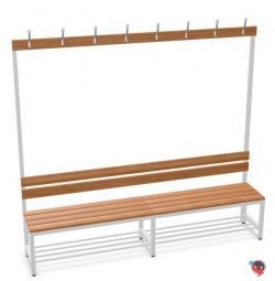 Sitzbank-Garderobe, mit Holz-Sitzbankauflagen